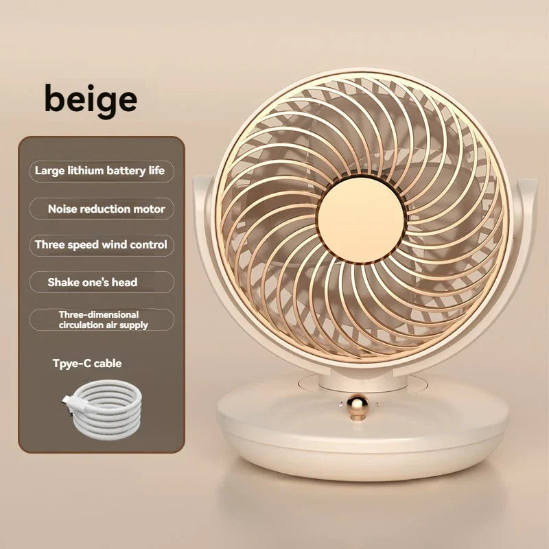 Portable USB Desk Fan with 360° Spin & 3 Speeds - Fesara