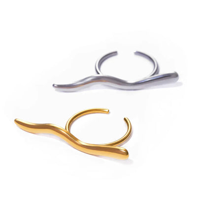 Unique Wave Pattern Bar Ring