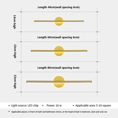 Luxury LED Wall Lamp Black Gold 3 Color