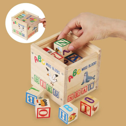 Educational Wooden ABC Blocks with Storage Container