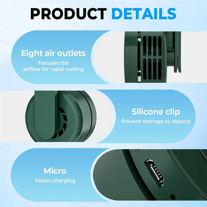 Portable Clip On Personal Fan, Rechargeable & Silent