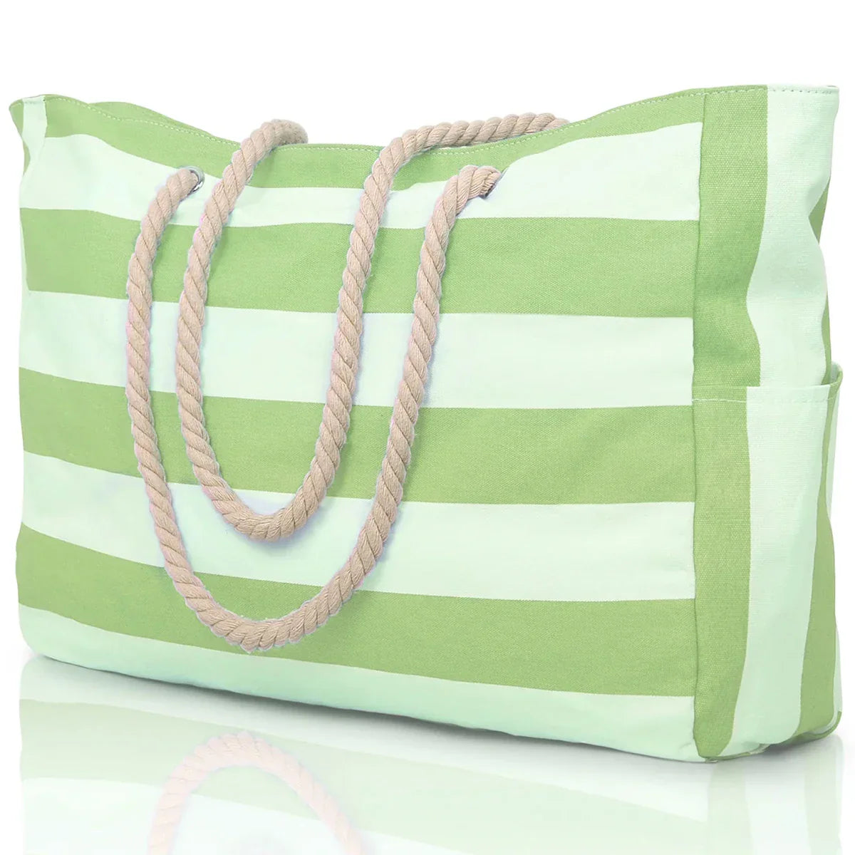 Colorful Stripe Folding Beach Tote Bag with Zipper