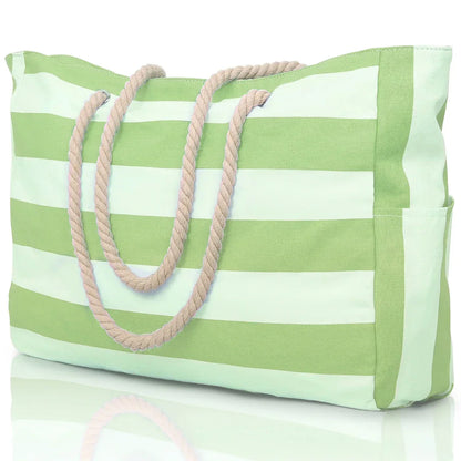 Colorful Stripe Folding Beach Tote Bag with Zipper