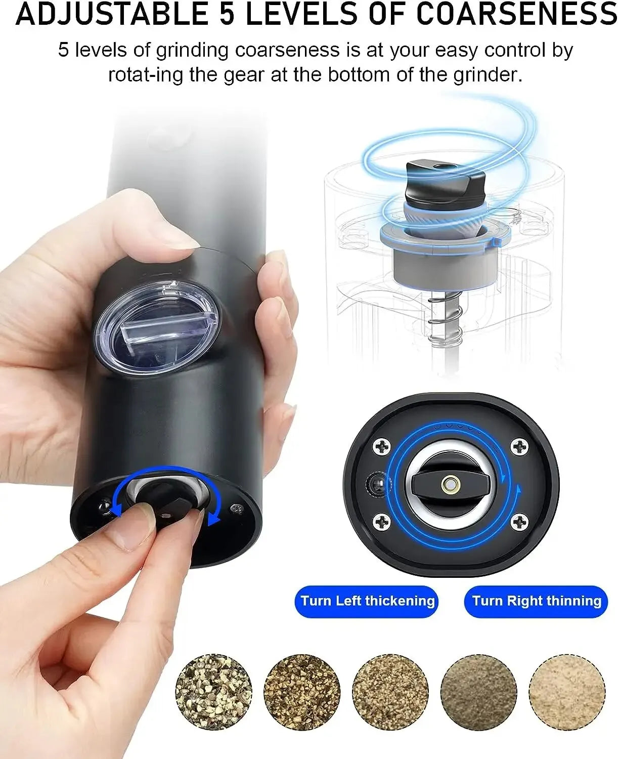 Compact Electric Salt & Pepper Grinder Set