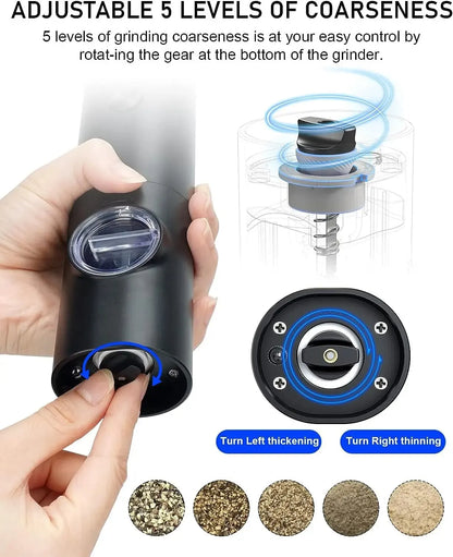 Compact Electric Salt & Pepper Grinder Set