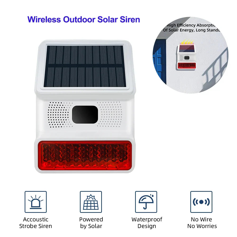 Wireless Solar Siren Alarm Module with Light and Sound