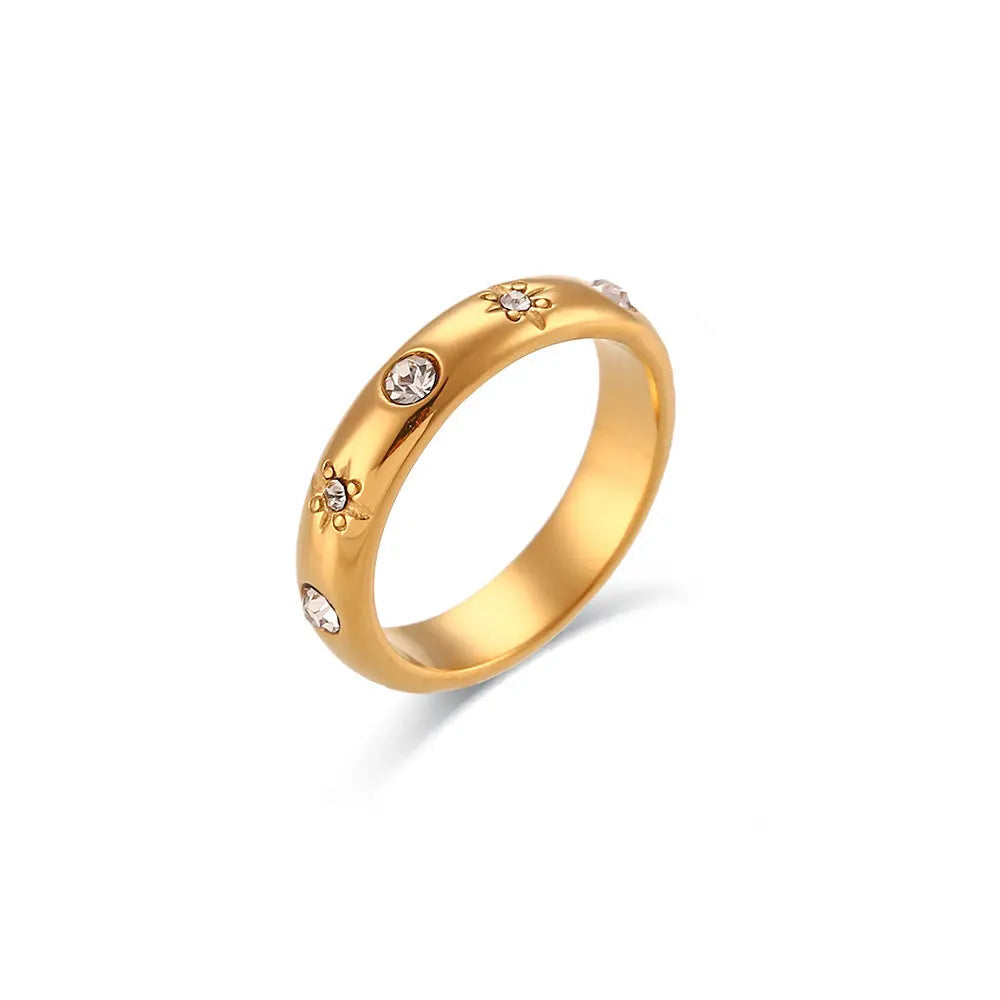 Luxury Diamond Star Studded Gold Ring