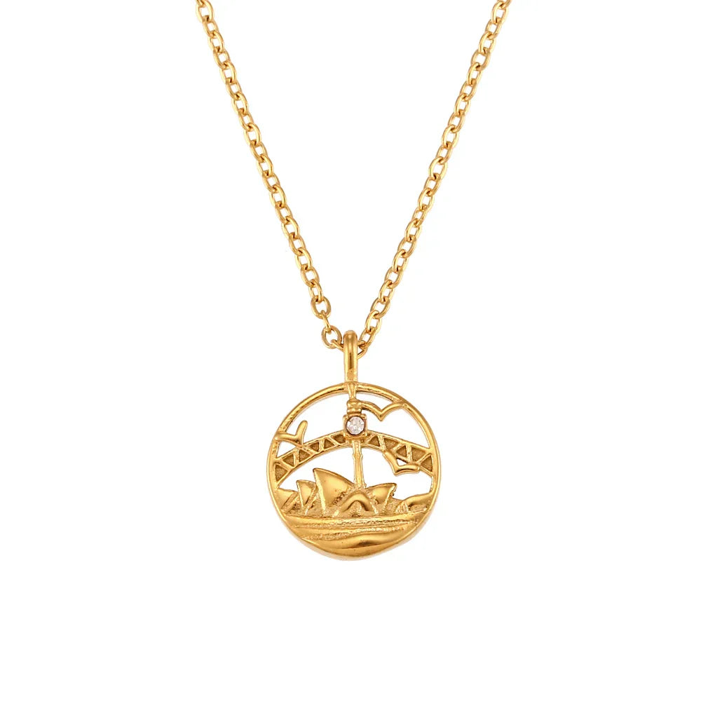 Gold Explorer World Travel Necklace