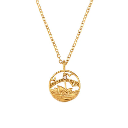 Gold Explorer World Travel Necklace