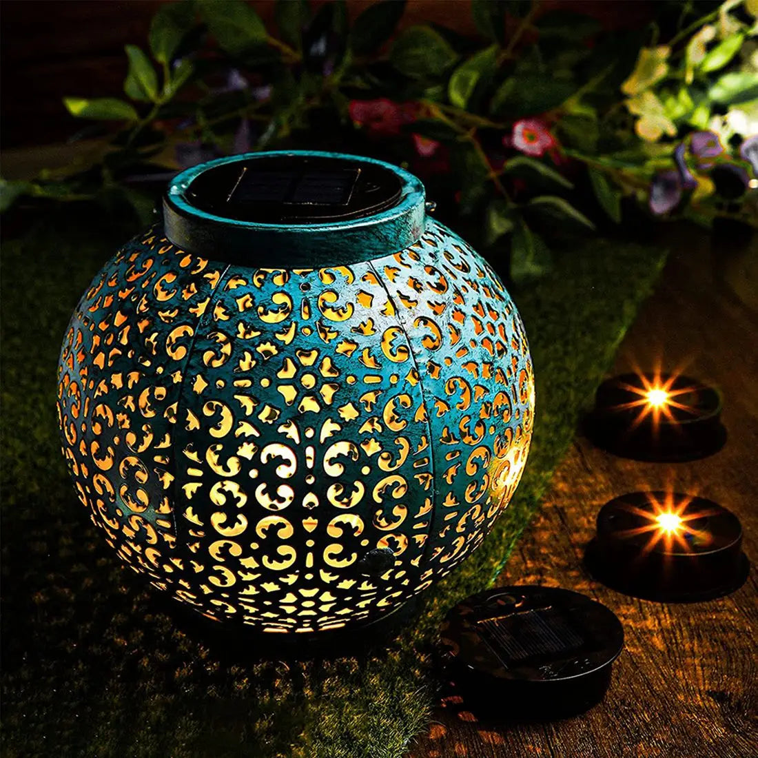 Outdoor Solar Lantern Lid Set with LED Lights