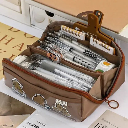 Clear Pencil Case with 10 Pockets