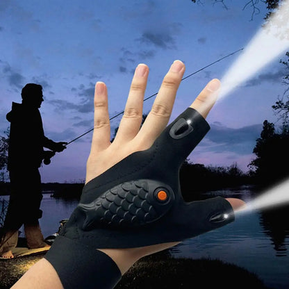 Waterproof LED Fishing Gloves with Rechargeable Lights - Fesara