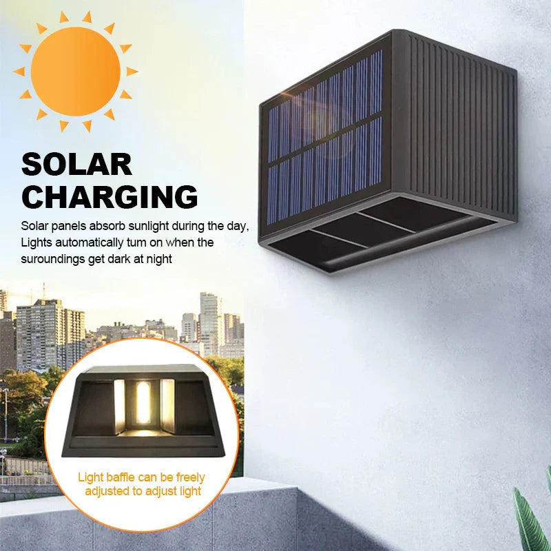 Outdoor Solar Wall Lamp Adjustable Bright Light