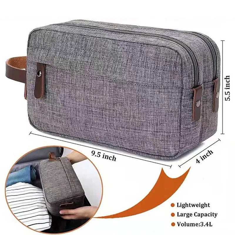 Waterproof Travel Toiletry Bag with Leather Handle