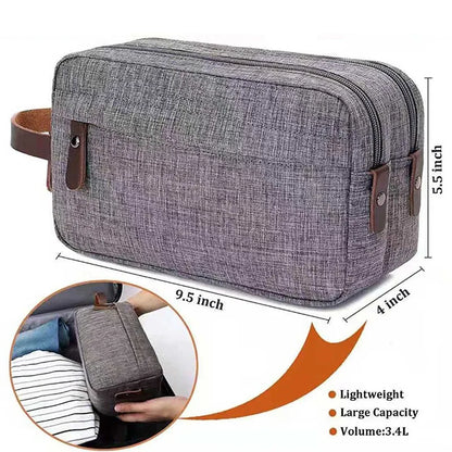 Waterproof Travel Toiletry Bag with Leather Handle