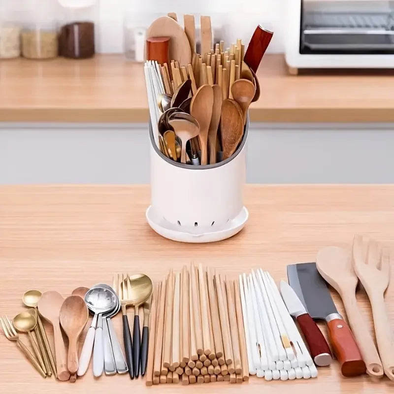 Practical Kitchen Cutlery Tray with Drainage System