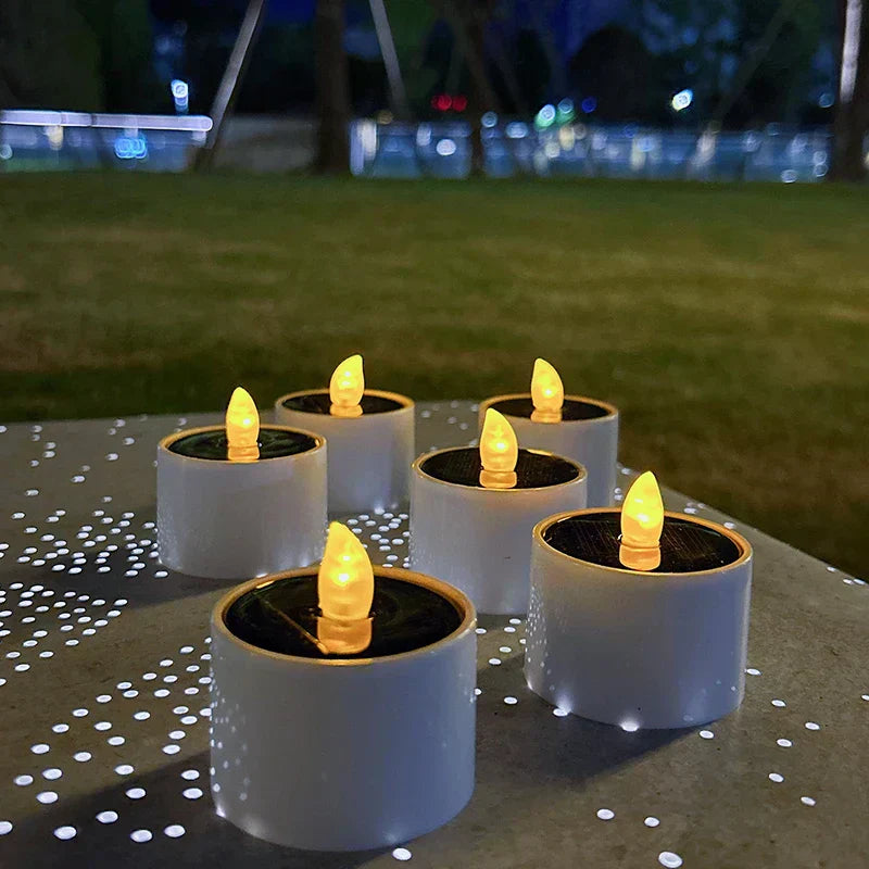 Warm White Solar Powered Flicker Candles Outdoor Set - Fesara