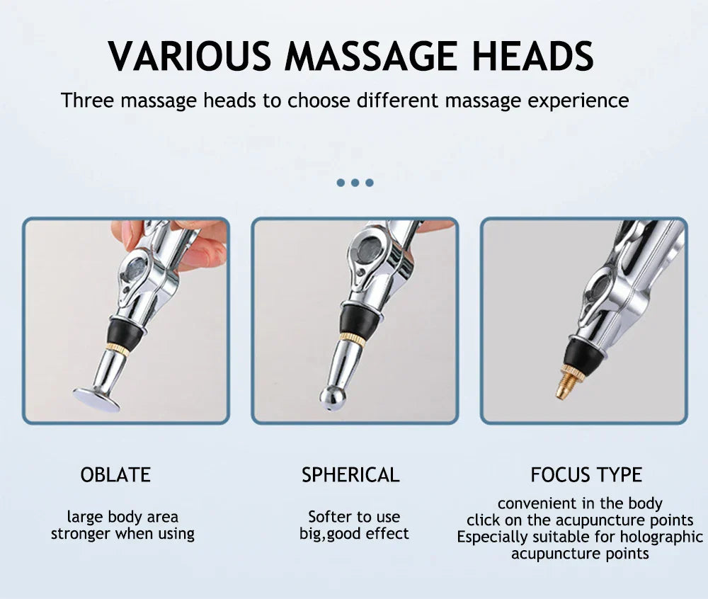 Professional Acupuncture Massage Pen - 5 Interchangeable Heads