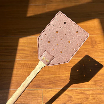 Premium Leather Fly Swatter with Wooden Handle