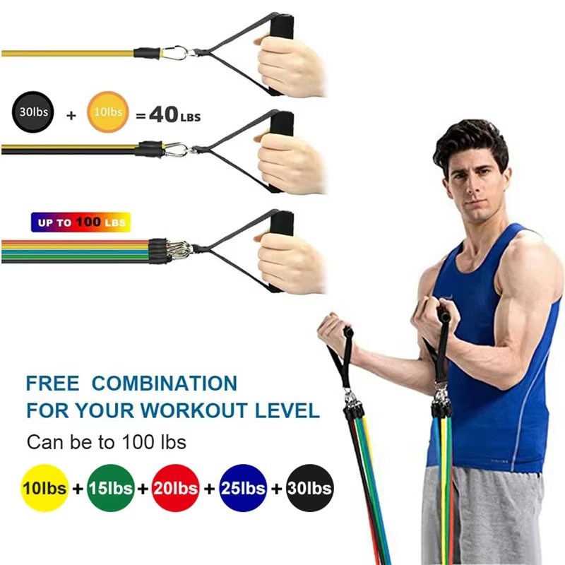 Home Gym 11pc Resistance Band Exercise Kit with Bag