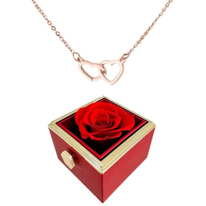 Lovely Heart Pendant Necklace with Rotating Rose Box