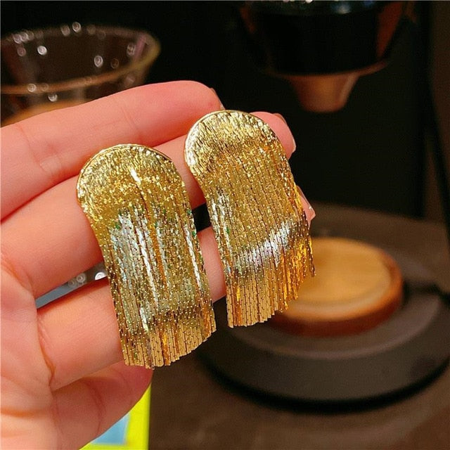 Luxury Gold Drop Tassel Earrings