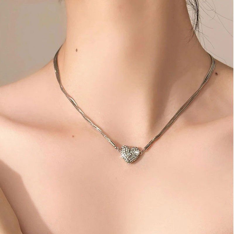 Sparkling Crystal Heart Magnetic Locket Necklace
