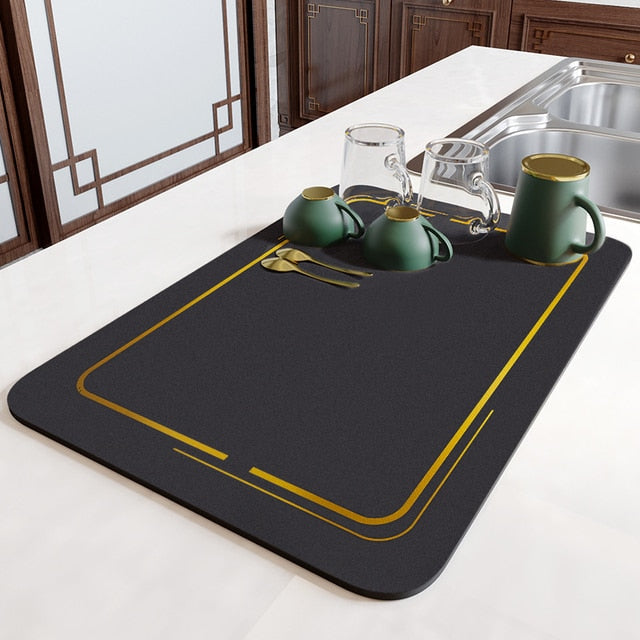 Non-Slip Kitchen Mat for Drying Dishes Safely
