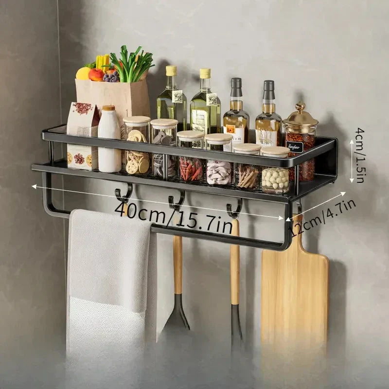 Space-Saving Kitchen Storage Rack with Hooks