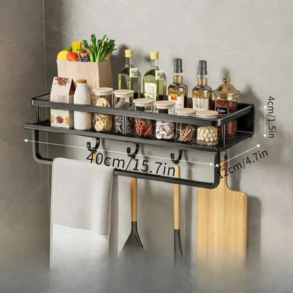 Space-Saving Kitchen Storage Rack with Hooks