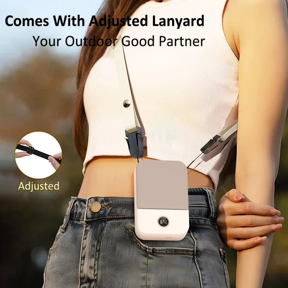 Compact Portable Neck Fan with 3 Speeds and USB Charging