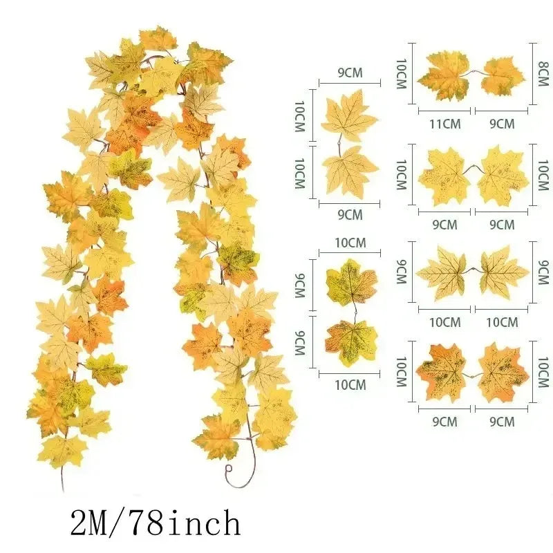 Autumn Maple Leaf Artificial Garland for Home Decor