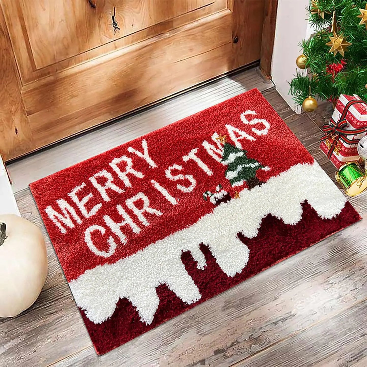 Fun Christmas Welcome Mat Santa Gingerbread Design - Fesara