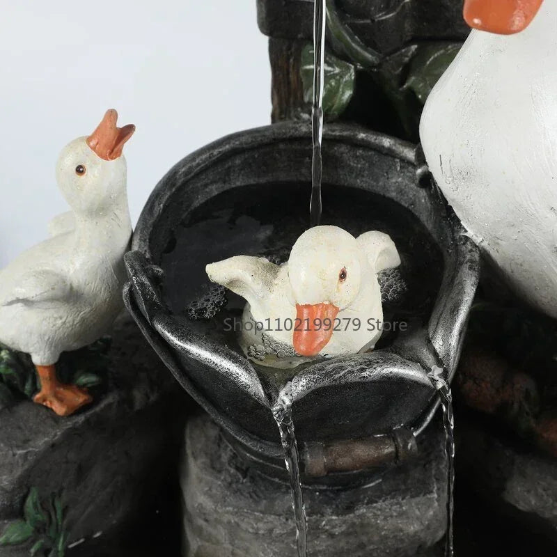 Outdoor Solar Powered Duck Fountain Figure