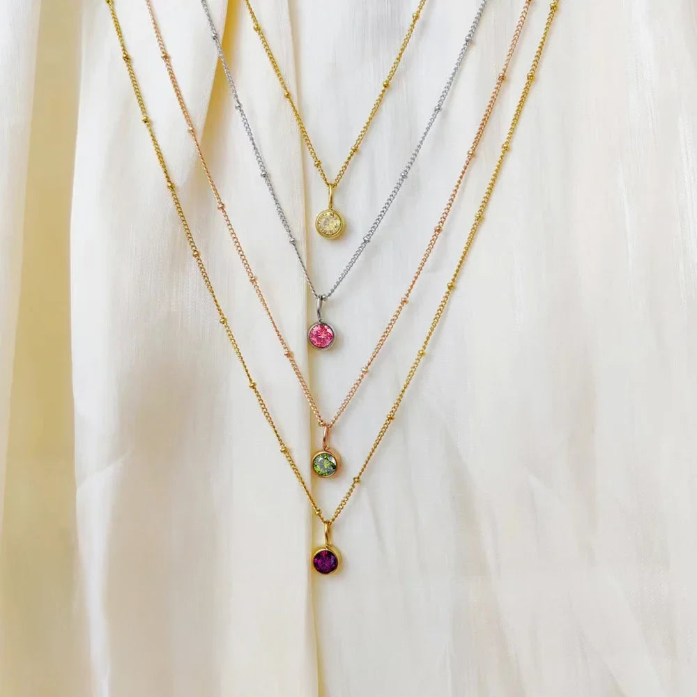 Delicate Gemstone Orbit Choker Necklace - Fesara
