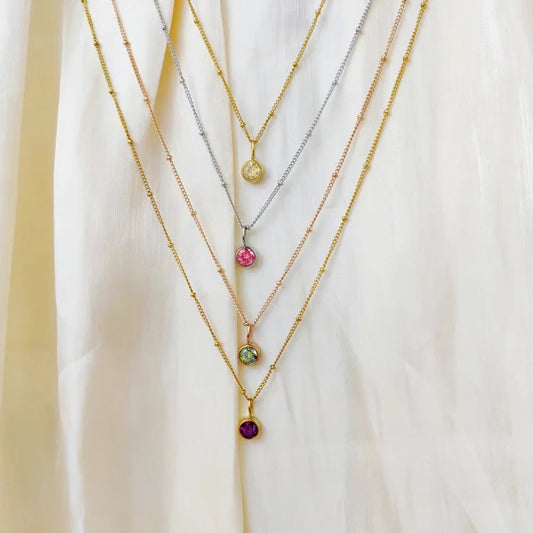 Delicate Gemstone Orbit Choker Necklace - Fesara