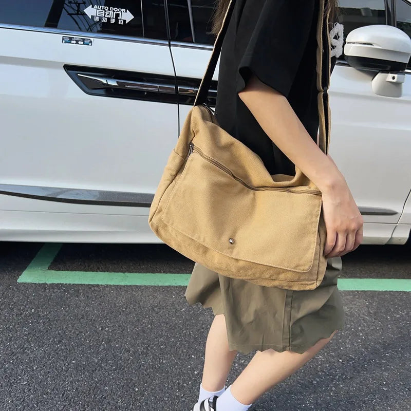 Practical Canvas Crossbody Messenger Bag for Daily Use
