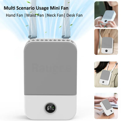 Compact Portable Neck Fan with 3 Speeds and USB Charging