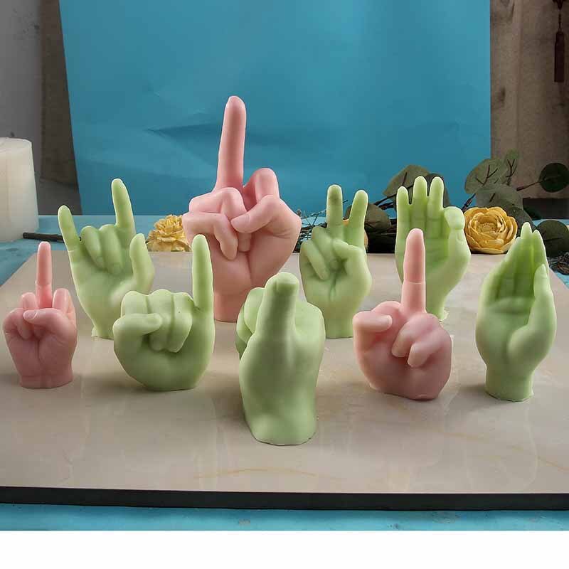 Unique Finger Gesture Artistic Wax Candle Molds
