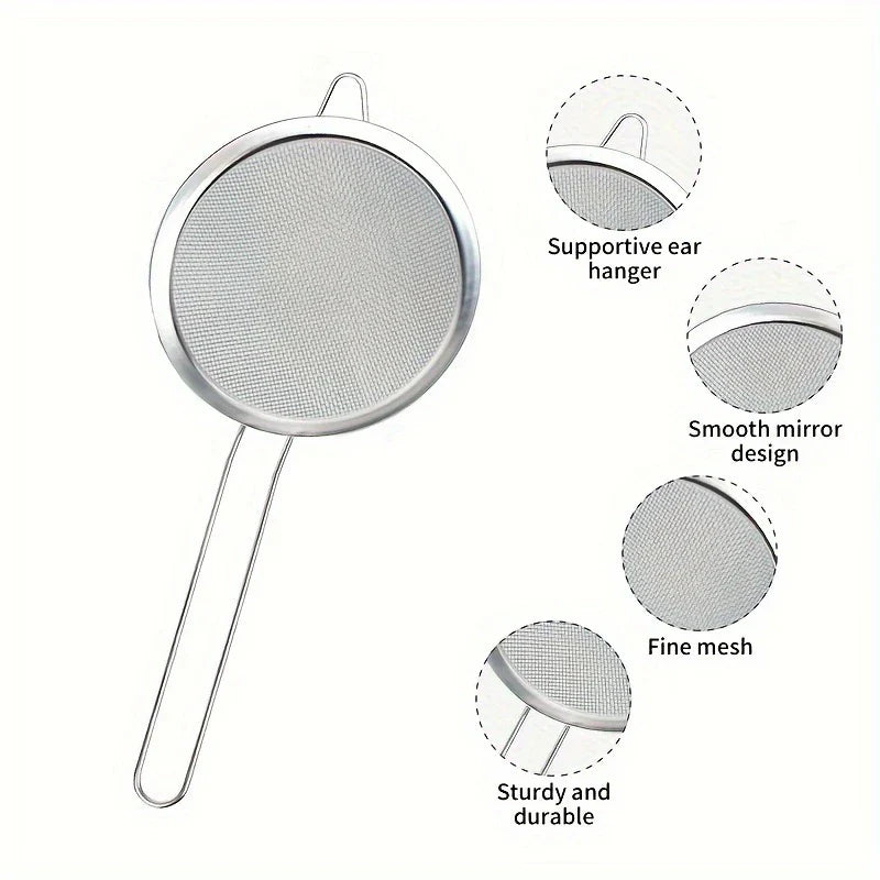 Premium 3pc Stainless Steel Mesh Kitchen Strainer Set
