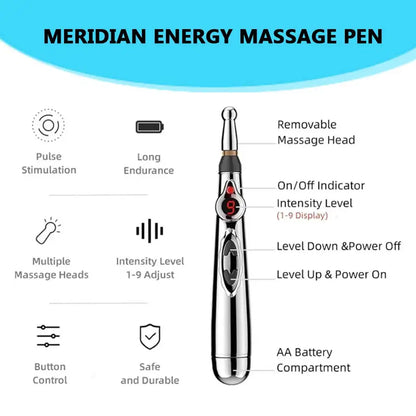 Professional Acupuncture Massage Pen - 5 Interchangeable Heads