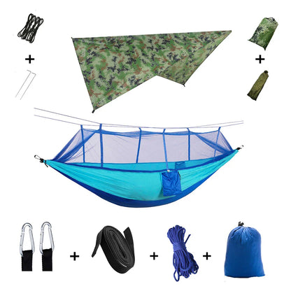 Lightweight Portable Camping Hammock with Bug Net & Rain Fly