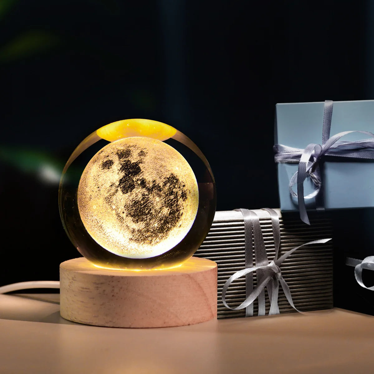 Colorful LED Globe Night Lamp with Starry Sky Design