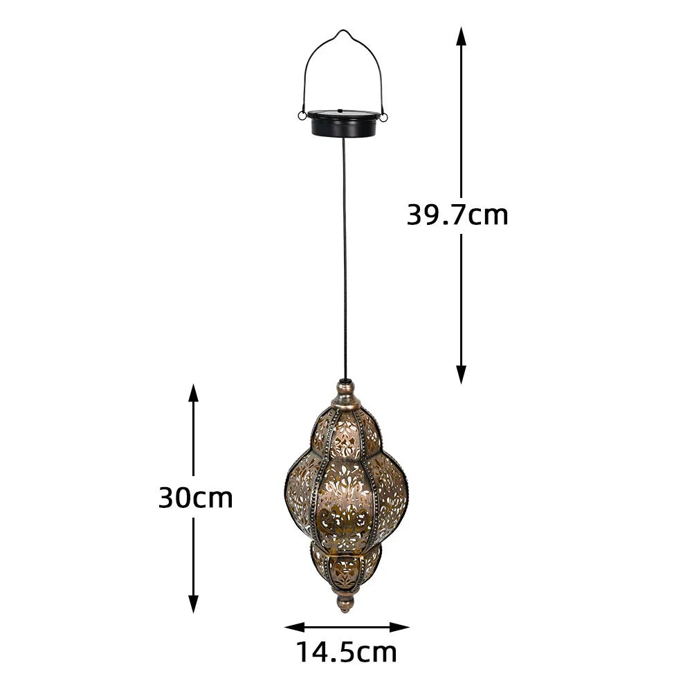 Outdoor Solar Pendant Lantern Moroccan Style Garden Light - Fesara