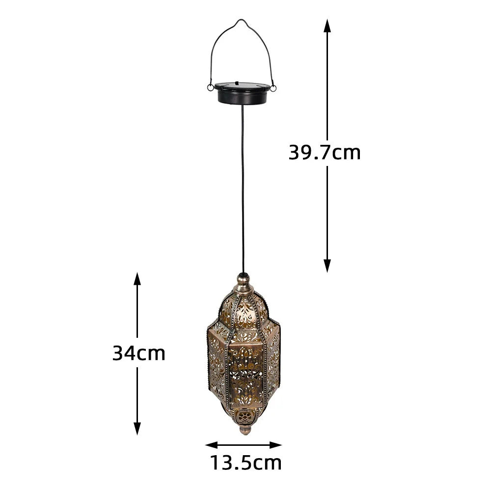 Outdoor Solar Pendant Lantern Moroccan Style Garden Light