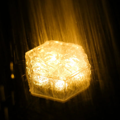 Solar Powered Yard Lamp, Waterproof Hexagon LED Ground Light, Frosty Glass Tile Effect - Fesara