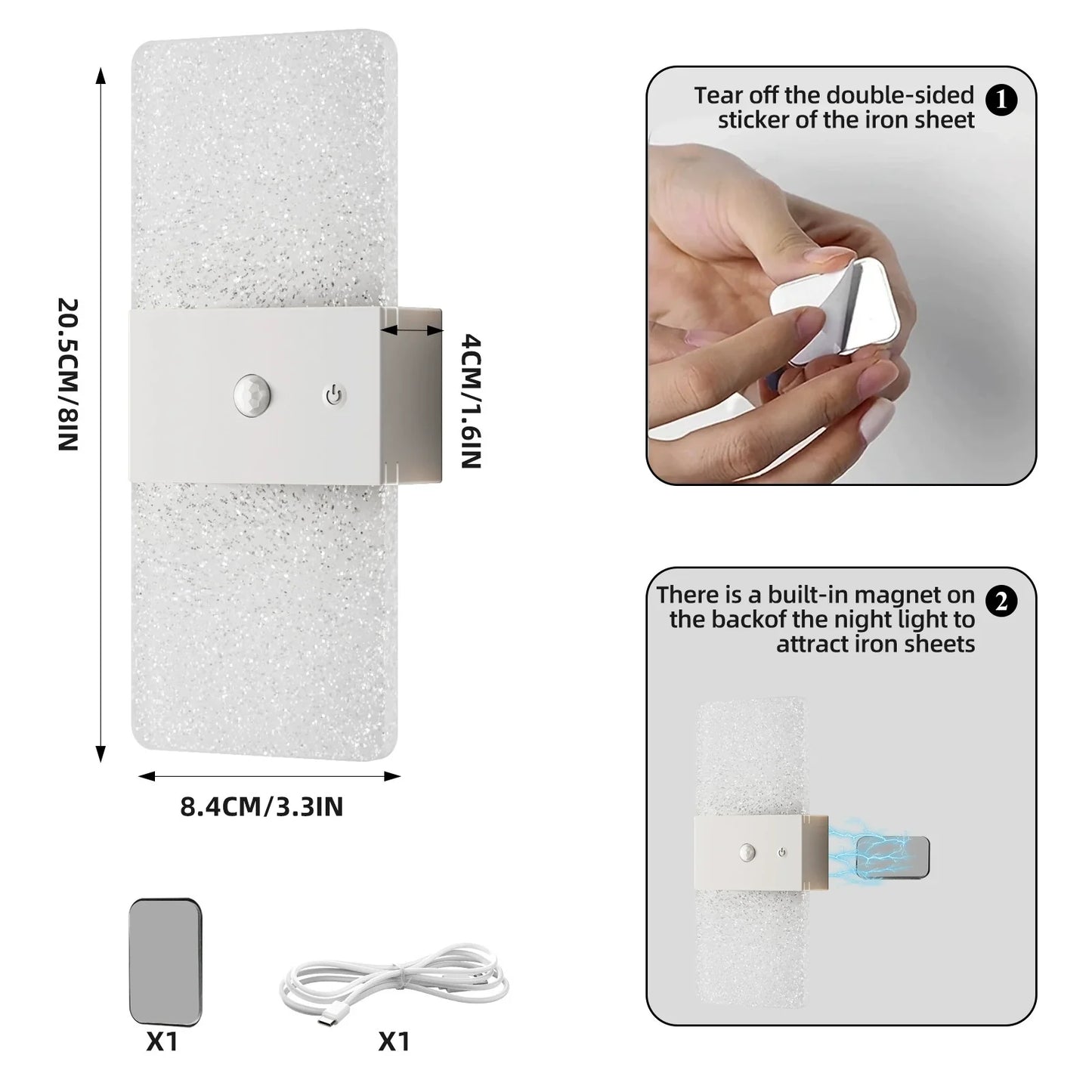 Wireless Motion Sensor Table Lamp, Rechargeable Night Light - Fesara
