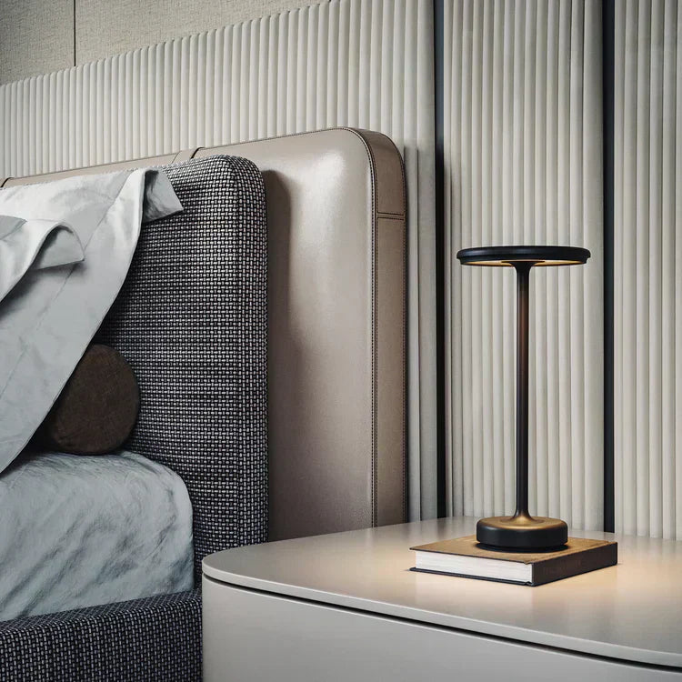 Stylish Gold Metal Desk Lamp with USB Recharge