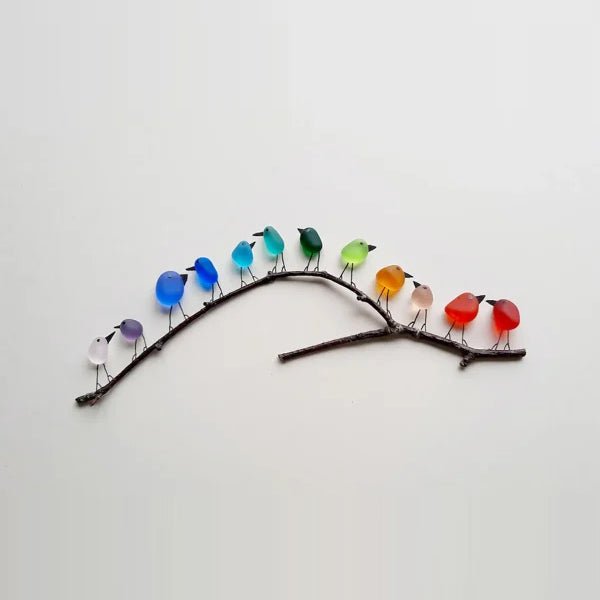 Vibrant Glass Bird Decoration - Natural Style Wall Hanging - Fesara