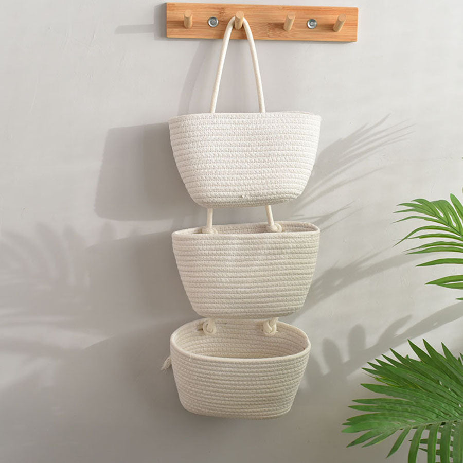 Natural Fiber 3-Tier Storage Basket